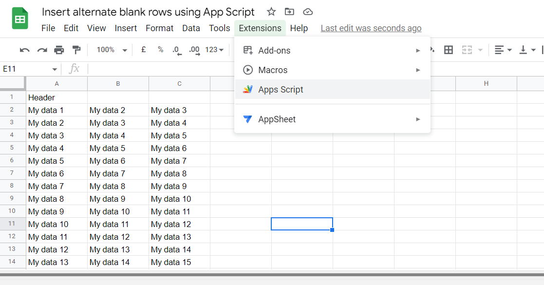 How To Insert Alternate Blank Rows In Google Sheets (manually Or ...